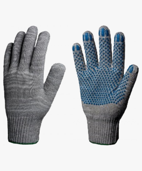 Перчатки х/б 10кл. ЭКОНОМ с ПВХ ТОЧКА 30-32гр. 83текс, серые (10 пар)