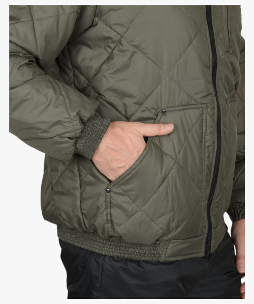 Куртка СИРИУС-ПРАГА-ЛЮКС короткая с капюшоном, оливковая