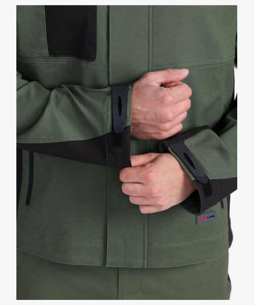 Костюм мужской летний ProfLineLeader-1 (тк.Хлопок/Спандекс,260) брюки, хаки/черный