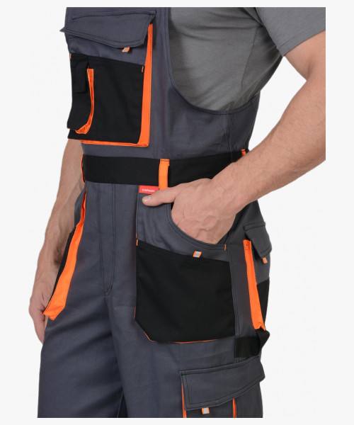 Костюм СИРИУС-МАНХЕТТЕН куртка, п/к т.серый с оранж. и черным тк. стрейч пл. 250 г/кв.м