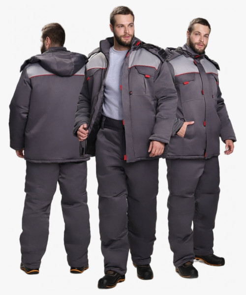 Костюм зимний Флофт-1 (тк.Смесовая,210) брюки, т.серый/св.серый