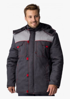 Куртка зимняя Фаворит (тк.Смесовая,240), т.серый/св.серый/красный