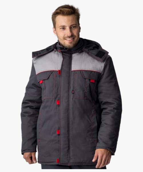 Куртка зимняя Фаворит (тк.Смесовая,240), т.серый/св.серый/красный