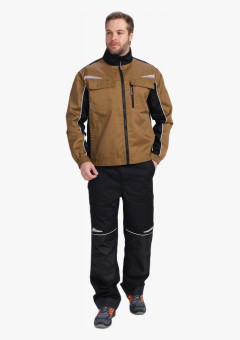 Костюм мужской летний ProfLineSpecialist-2 (тк.Смесовая,240) полукомбинезон, бежевый/черный