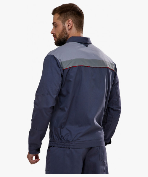 Костюм Флофт-2 СОП (тк.Саржа,250) п/к, т.серый/св.серый/красный