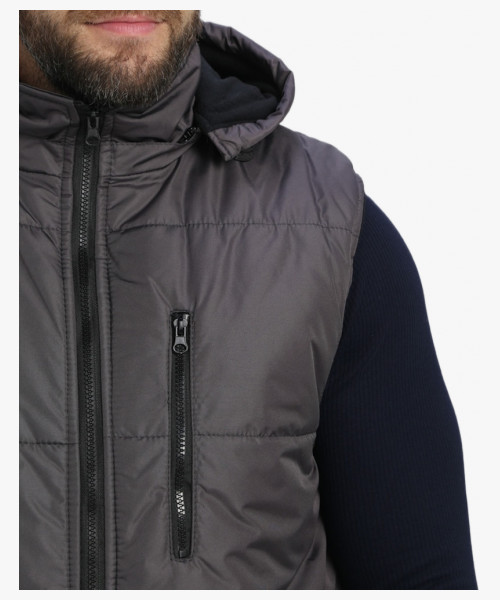 Жилет утепленный с капюшоном Респект (тк.Таслан), т.серый