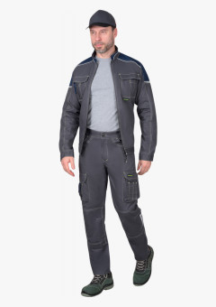 Костюм СИРИУС-ДЖЕТ куртка, брюки т-серый с синим тк. мех. стрейч с ВО