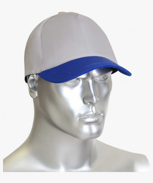 Кепка-бейсболка светло-серая с васильковым