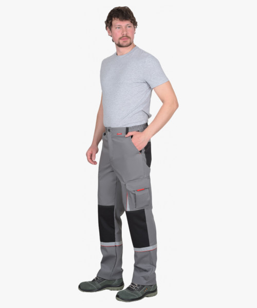 Брюки СИРИУС-СТАН ср-серые с черной и красной отделкой