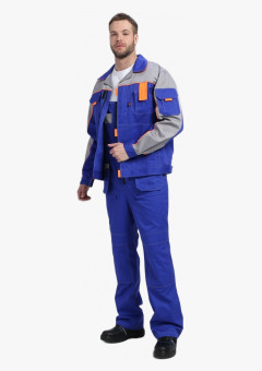 Костюм Драга-2 (тк.Смесовая МВО,240) п/к, васильковый/св.серый/оранжевый