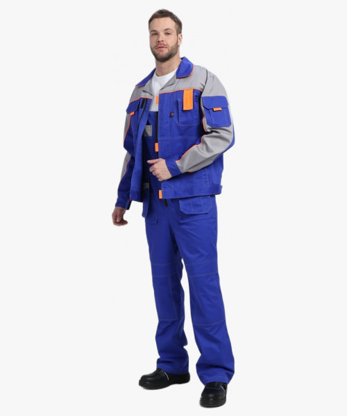 Костюм Драга-2 (тк.Смесовая МВО,240) п/к, васильковый/св.серый/оранжевый