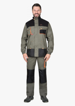 Куртка СИРИУС-МАНХЕТТЕН оливковый с оранжевым и чер. тк. мех. стрейч пл 260 г/кв.м