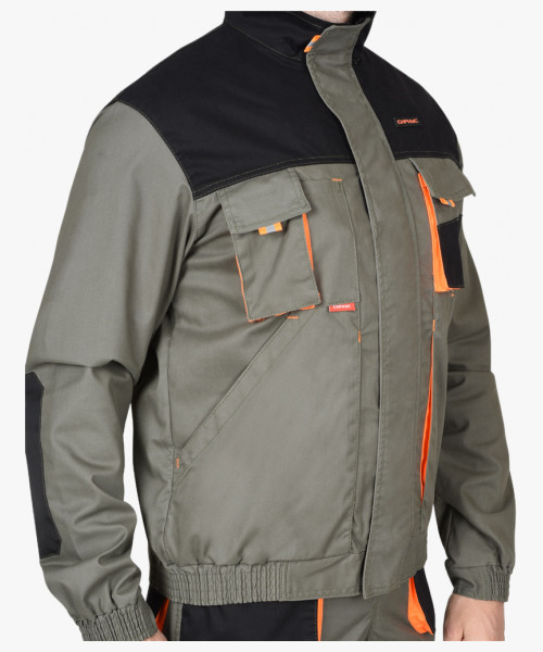 Костюм СИРИУС-МАНХЕТТЕН куртка. брюки оливковый с оранжевым и чер. тк. мех. стрейч пл 260 г/кв.м