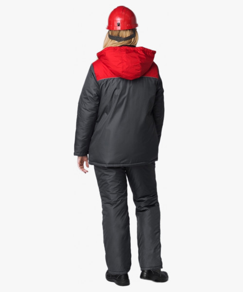 Куртка зимняя женская Сакрин (Дюспо), темно-серый/красный