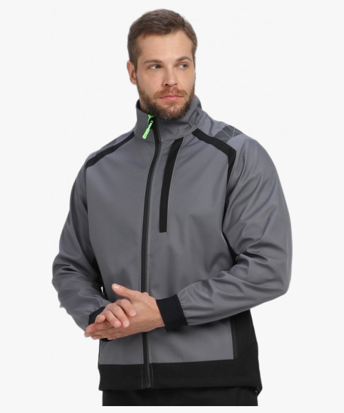 Куртка ProfLineLeader (тк.Софтшел), серый/черный