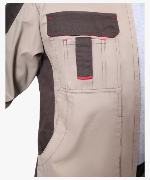 Куртка СИРИУС-ДЖЕТ БРАУН короткая песочная с т.коричневым тк. мех. стрейч с ВО