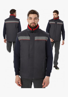 Жилет утепленный Грей (тк.Балтекс,210), т.серый/красный