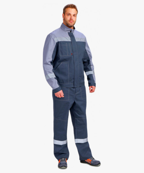 Костюм Бриготек-2 СОП (тк. Смесовая, 260) полукомбинезон, т.серый/св.серый