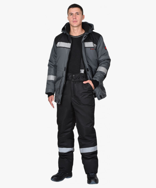 Костюм СИРИУС-КОМФОРТ куртка, брюки, темно-серый с черным