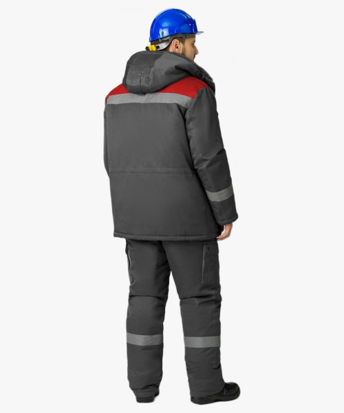 Костюм зимний Нейч-2 Премиум СОП У. (тк.Смесовая,240) п/к, т.серый/красный