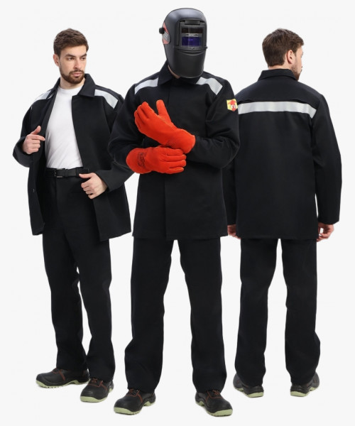 Костюм сварщика с усилением Арсенал-СОП 3 кл.защиты (тк.Хлопок-ОП,490) брюки, черный