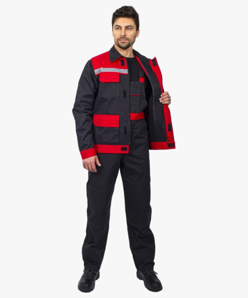 Костюм Престиж (тк.Саржа,250) п/к, т.серый/красный