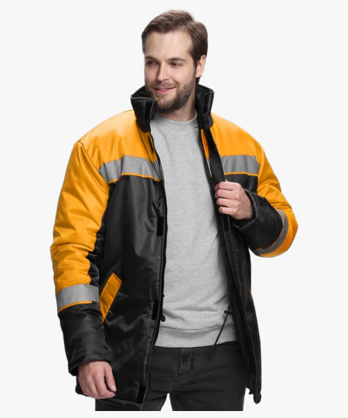 Куртка зимняя Стандарт (тк. Оксфорд), черный/оранжевый