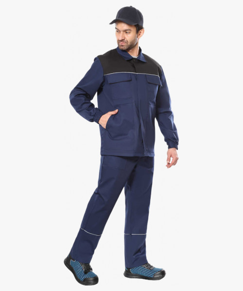 Костюм СИРИУС-МАСТЕР куртк. длинная, брюки, синий с черным