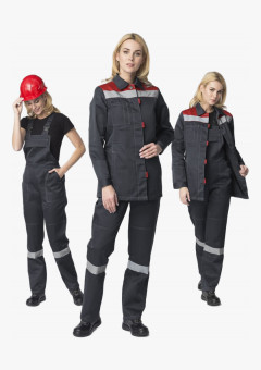 Костюм женский Весна-2 СОП NEW (тк.Смесовая,210) п/к, т.серый/красный