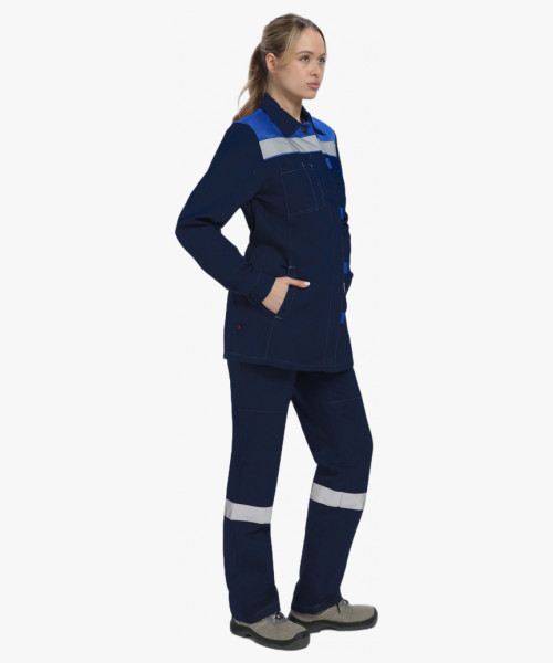 Костюм женский летний Веснис-1 СОП (тк.Саржа,250) брюки, т.синий/васильковый