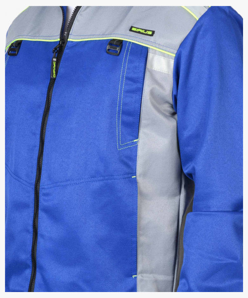 Костюм СИРИУС-ПРАКТИК куртка, п/к васильковый со св.серым