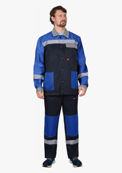 Костюм СИРИУС-ПРОФИЛЬ куртка, брюки, синий с васильковым со светло-серой отделкой и СОП