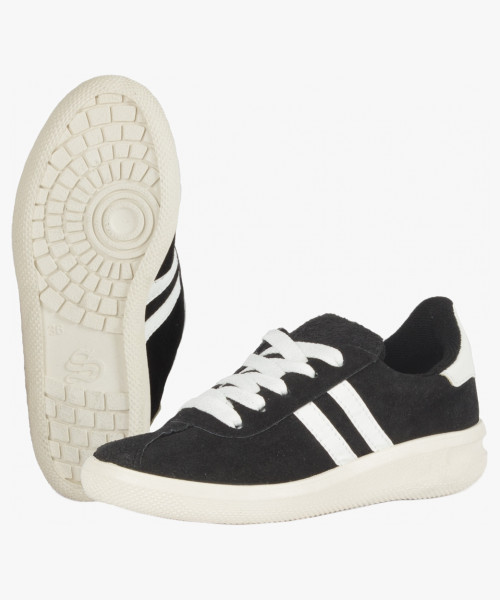 Кроссовки нат.замша ПВХ, черный/белый