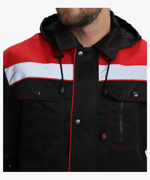 Костюм Нейч-2 СОП с капюшоном (тк.Смесовая,210) п/к, черный/красный