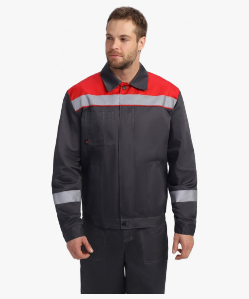 Костюм Лигор-1 Премиум СОП (тк.Смесовая,240) брюки, т.серый/красный