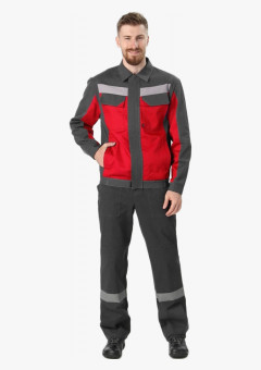 Костюм Вираж-1 IMP (тк.Смесовая,260) брюки, т.серый/красный