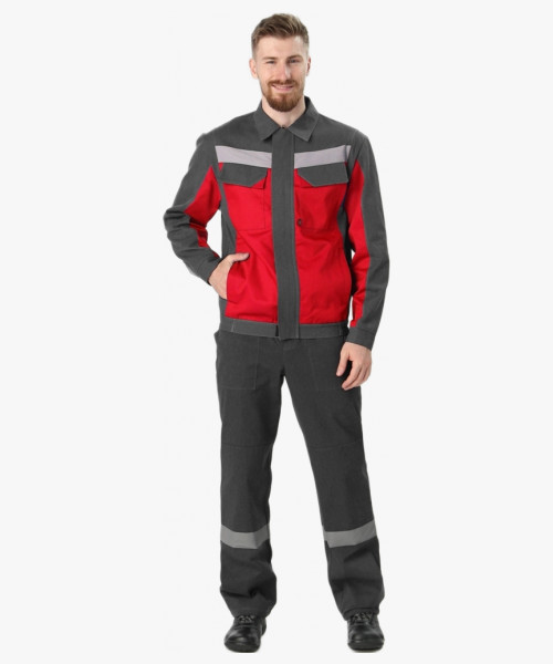 Костюм Вираж-1 IMP (тк.Смесовая,260) брюки, т.серый/красный
