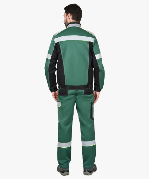 Костюм СИРИУС-ПОЛИНОМ муж., кур. кор., п/к. зеленый с черным и св.серым и СОП 50мм