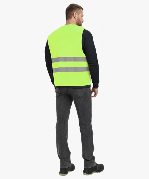 Жилет сигнальный ProfLineBase с пуговицами и карманами (тк.Полиэфир,100), желтый