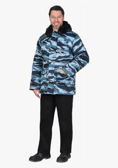 Куртка СИРИУС-БЕЗОПАСНОСТЬ зимняя удлиненная КМФ Серый вихрь