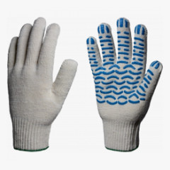 Перчатки х/б 10кл. СТАНДАРТ с ПВХ ВОЛНА 39-41гр. 116текс, белые (10пар)