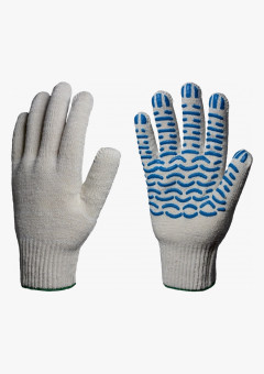 Перчатки х/б 10кл. СТАНДАРТ с ПВХ ВОЛНА 39-41гр. 116текс, белые (10пар)