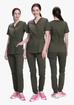 Костюм женский хирургический Модерн-004 (тк.Стрейч,120) MedLine, хаки