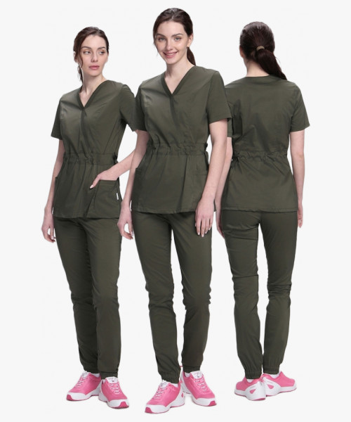 Костюм женский хирургический Модерн-004 (тк.Стрейч,120) MedLine, хаки