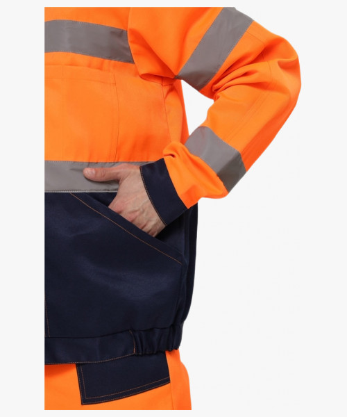 Костюм для дорожник Олимп (тк.Смесовая,210) п/к, оранжевый/т.синий