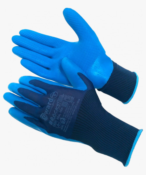 Rocks Перчатки нейлоновые синие с текстурированным латексным покрытием
