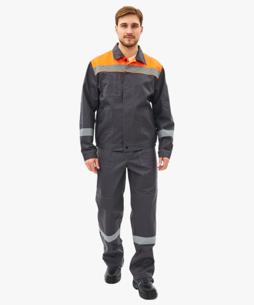 Костюм Липецк-2 СОП CH (тк.Смесовая,280) п/к, т.серый/оранжевый