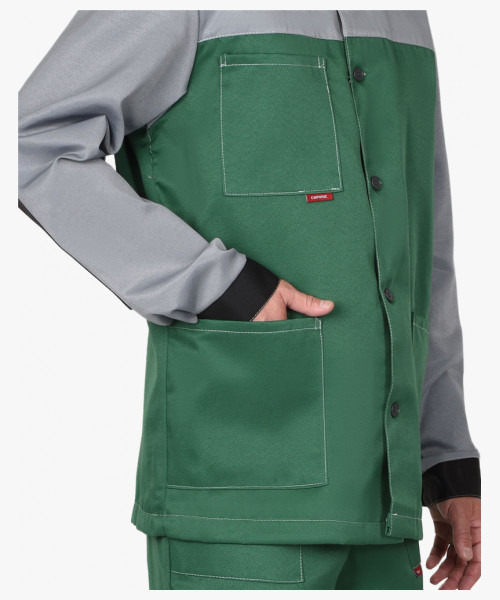 Костюм СИРИУС-АСПЕКТ куртка длин., брюки зеленый со светло-серым и черной отделкой