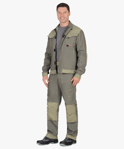 Куртка СИРИУС-ВЕСТ-ВОРК  т.оливковый со св.оливковым пл. 275 г/кв.м