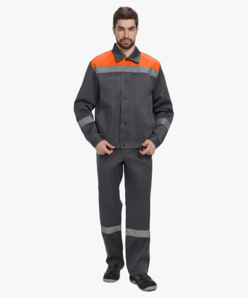 Костюм Лигор-1 СОП (тк.Смесовая,210) брюки, т.серый/оранжевый